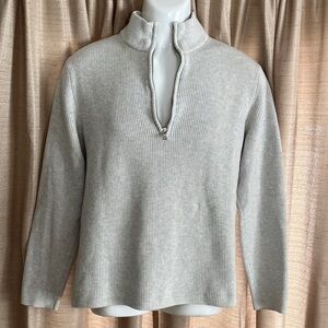 Calvin Klein XL Ribbed Quarter Zip Sweater 100% Cotton Light Heather Gray